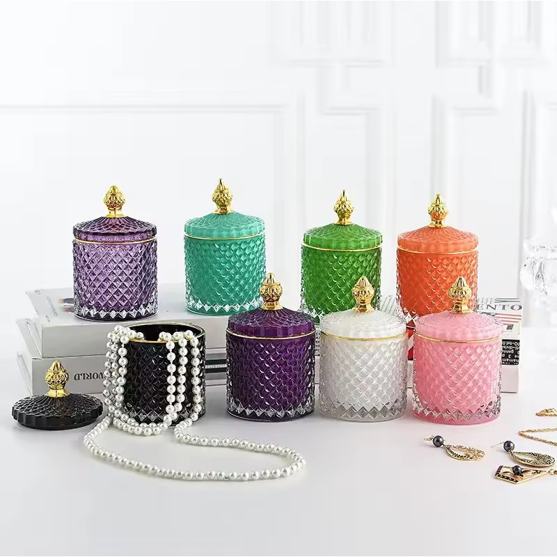 Wholesale Good Quality Round Cheap Glass Candle Jar Glass Candy Box Glass Sugar Pot