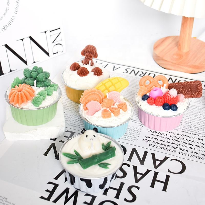Creative Cute Shape Cup Cake Paper Tray with Aromatherapy Scented Candles